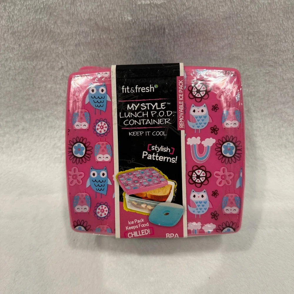 Fit & Fresh My‎ Style Lunch POD Container Pink Owl with Removable Ice Pack